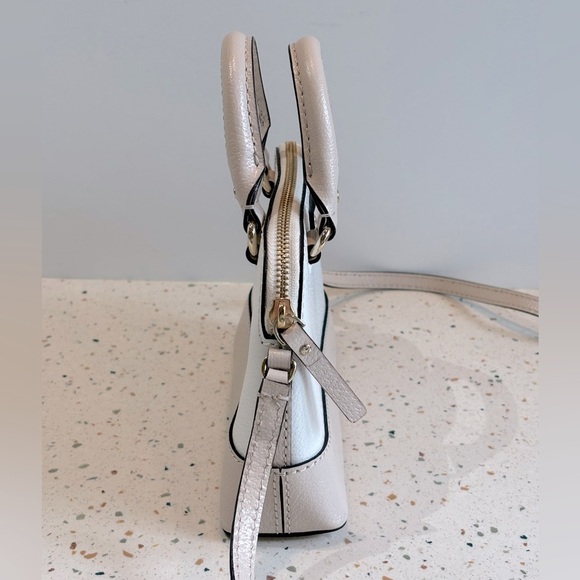 Kate Spade Mini Bag Handbag Crossbody or Carry‎ Satchel Purse White/Tan Leather - Picture 8 of 14